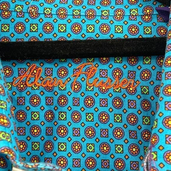 Alan Flusser Blue Cotton Long Sleeve Casual Button-Up Shirt Size Medium - Picture 3 of 8